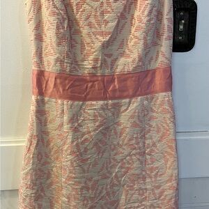 Ann Taylor Blush and Cream Textured Midi Dress